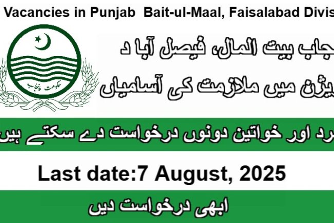Job Vacancies at Punjab Bait-ul-Maal, Faisalabad Division